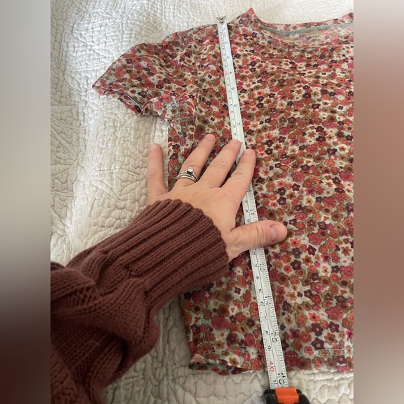 Sunday best mesh Floral Short Sleeve cropped T-Shirt xs - Picture 3 of 6